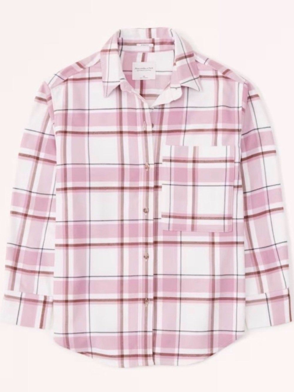 Abercrombie & Fitch Oversized Plaid Soft Collection Flannel size L Pink White